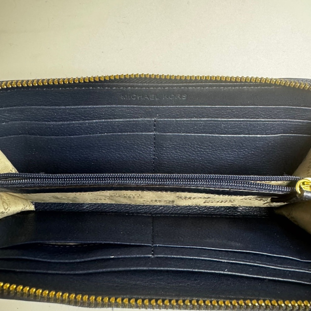 Michael Kors Dark Blue Wallet with Gold Accent - Picture 4 of 6